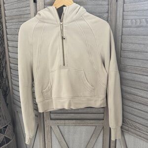 Lululemon half zip cropped oversized scuba hoodie bone/gold Size XS/S pre owned